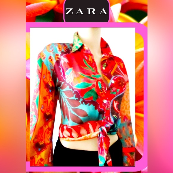 Zara Tops - Zara Patchwork Printed Top